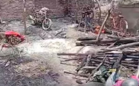 हरदोई न्यूज़: आंधी तूफान के बीच भड़की भीषण आग से गांव के 40 घरों में रखी गृहस्थी व मवेशी राख।