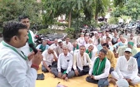 बिजनौर न्यूज़: धामपुर तहसील प्रांगण में भारतीय किसान यूनियन भानू गुट संगठन द्वारा किया गया बैठक का आयोजन।