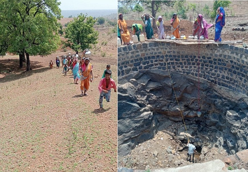 मध्यप्रदेश न्यूज़: जून की चिलचिलाती धूप मे पानी के लिये भटकते केरपानी कोरकू और गोंडी ढानावासी।