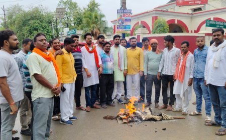 गाजीपुर न्यूज़: भाजयुमो ने फूंका राहुल गांधी का पुतला।