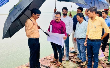 बलिया न्यूज़: जिलाधिकारी ने कटानरोधी कार्यों का किया निरीक्षण। 