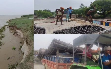 बलिया न्यूज़: बाढ़ पीड़ितों का दर्द- बड़े अरमानों से बनाया था आशियाना, खुद अपने ही हांथों से उजाड़ते बाढ़ पीड़ित। 