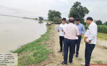 हरदोई न्यूज़: मुख्य अभियंता शारदा ने गंगा नदी के कटाव निरोधक कार्यों का निरीक्षण किया। 
