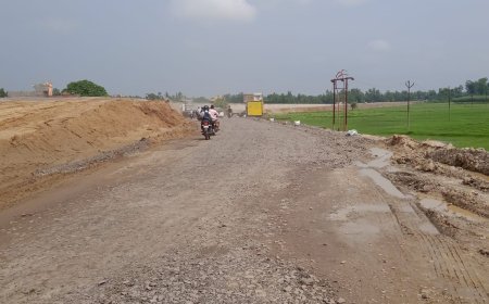 हरदोई : नियम को ताक पर रखते हुए राष्ट्रीय राज्यमार्ग का निर्माण करवा रही पीएनसी कंपनी 