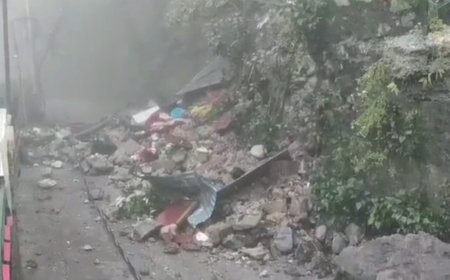 मसूरी: काले स्कूल के पास भारी भूस्खलन, पुश्ता ढहने से झुग्गी हुई क्षतिग्रस्त, 6 लोगों की बाल बाल बची जान