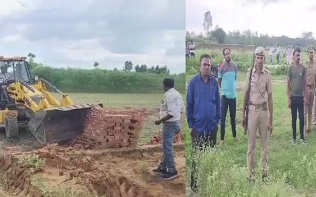 सम्भल में अवैध प्लाटिंग पर गरज़ा बुलडोजर।