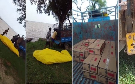 बलिया वायरल विडियो- पिकअप और नाव के माध्यम से तस्करों द्वारा शराब की खेप बिहार भेजी जा रही। 