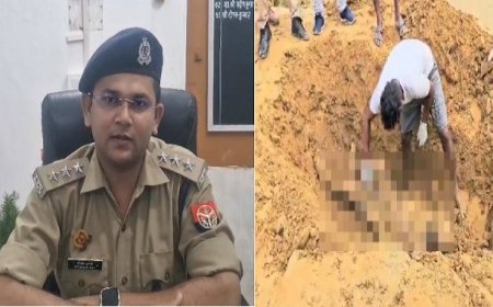 सम्भल आईएनए न्यूज़: गंगा एक्सप्रेस वे पर मिट्टी में दबा मिला शव। 