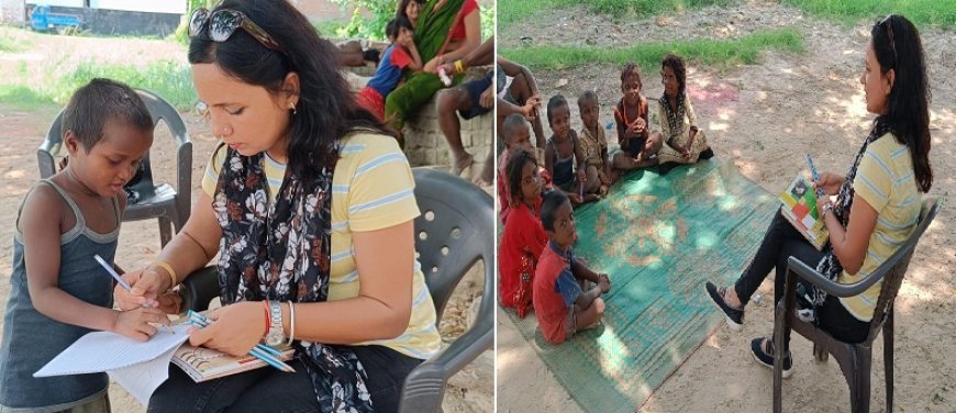 मऊ आईएनए न्यूज़: ज्योतिर्मा राय गरीब बच्चो को कापी पैंसिल वितरण कर शिक्षा के लिए किया जागरूक ।