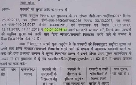 उत्तर प्रदेश पुलिस मुख्यालय द्वारा जारी निर्देश: पत्रकारों की सुरक्षा और समस्याओं का समाधान। 