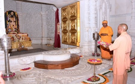 सीएम योगी ने रामलला के श्रीचरणों में झुकाया शीश, हनुमानगढ़ी में भी लगाई हाजिरी।