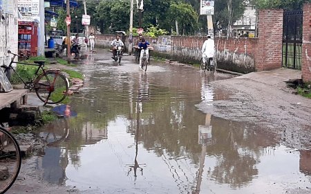 Devband: कासिमपुरा मार्ग टूटा, गहरे गड्ढों में हुआ जलभराव