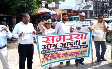 Kanpur: टूटी-फूटी सड़क व गड्ढों को लेकर शांतिपूर्ण विरोध प्रदर्शन