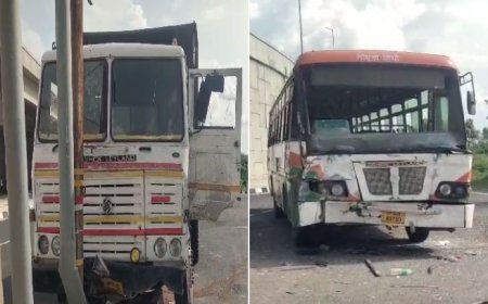 Bijnor News: बिजनौर जिले में बड़ा हादसा: तेज रफ्तार डंपर ने रोडवेज बस को मारी टक्कर। 