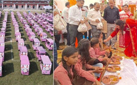 1000 'शक्ति सारथी' को हरी झंडी दिखाकर रचा इतिहास: कार्यक्रम में 108 कन्याओं का किया गया पूजन, उत्कृष्ट कार्य करने वाली 9 महिलाओं का भी हुआ सम्मान । 