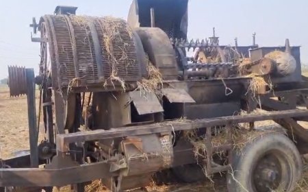 Sambhal News: थ्रेशर की चपेट में आकर किसान की मौत। 