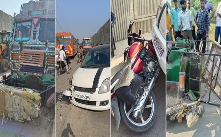 Hardoi News: हरदोई में तेज रफ़्तार ट्रक ने बरपाया कहर-  आधा दर्जन लोग चपेट में आने से हुए घायल, कई वाहन क्षतिग्रस्त। 