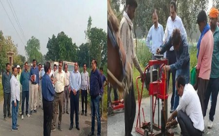 Hardoi News: प्रमुख सचिव लोक निर्माण विभाग अजय चौहान ने निर्माणाधीन सड़क मार्गों का किया निरीक्षण- निर्माण सामग्री एवं बनी सड़क के नमूने भरवाए। 
