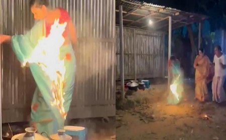 Viral News: साड़ी में आग लगाकर महिला बनवा रही थी रील, अचानक से हुआ है ऐसा मच गई भगदड़। 