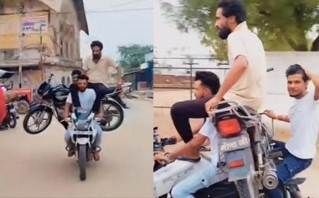 Viral News: बाइक के ऊपर बाइक फिर उसके ऊपर दोस्त, लड़कों ने बाइक पर दिखाया गजब का स्टंट।