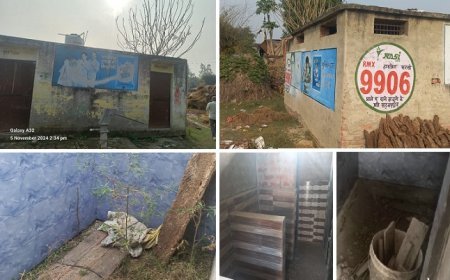 Hardoi News: सामुदायिक शौचालय बना कूड़े का अड्डा, ग्रामीण शौच बाहर जाने को मजबूर।
