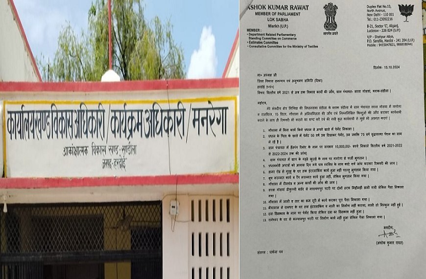 Hardoi News: सण्डीला के सरवा गोसवा ग्राम प्रधान के विरुद्ध सांसद अशोक रावत ने कार्यवाई को लिखा पत्र। 