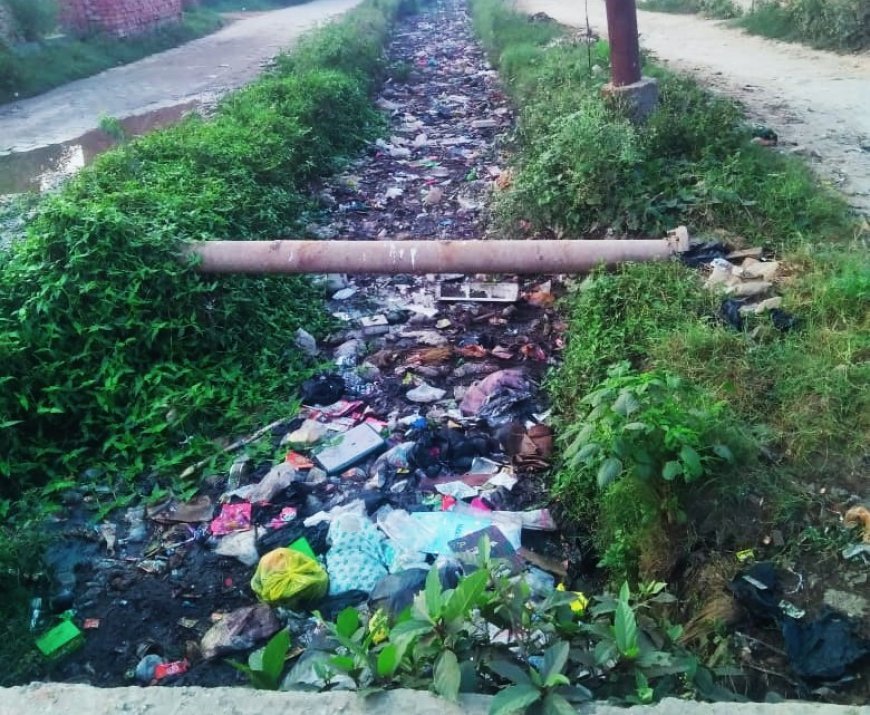 देवबंद: गंदगी से अटा पड़ा नाला, सफाई के दावे फेल