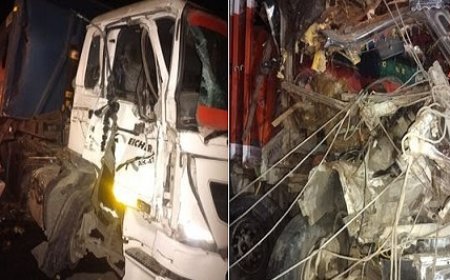 Hardoi News: ट्रक और डंपर की टक्कर में ट्रक चालक की दर्दनाक मौत, डंपर चालक भागा। 