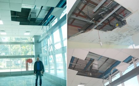 Agra News: सिविल एयरपोर्ट का यात्री विश्राम ग्रह की फाल्स सीलिंग लटकी, 6.89 करोड़ की लागत से बना निर्माण पहली बरसात में ही क्षतिग्रस्त। 