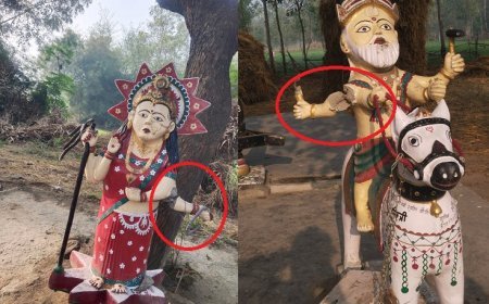 Hardoi News: देवस्थान पर रखी मूर्तियों को अराजक तत्वों ने किया छतिग्रस्त।  