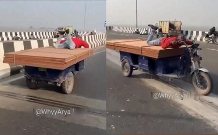 Viral News: सुपरमैन स्टाइल में चालक ने चलाया ई-रिक्शा, देखने वाले रह गए दंग।