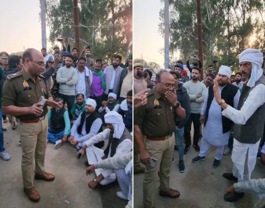 Bijnor News: विवादित जमीन पर निर्माण कार्य को लेकर किसानों का हंगामा। 