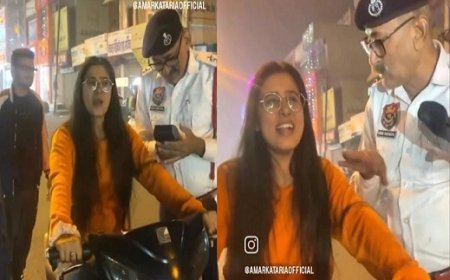 Viral News: ट्रैफिक पुलिस ने नियम तोड़ने पर लड़की को पकड़ा, लड़की ने निकाली ऐसी आवाज लोग रह गए दंग। 