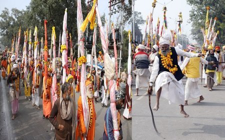 Maha Kumbh 2025: शैव अखाड़ों के महाकुम्भ नगर में छावनी प्रवेश के बाद वैष्णव अखाड़ों का कुम्भ क्षेत्र में हुआ भव्य प्रवेश। 