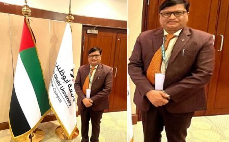 Shahjahanpur News: एसएस कालेज प्रोफेसर डॉ. राकेश कुमार आजाद को अबू धाबी विश्वविद्यालय कैंपस दुबई में सम्मानित किया गया। 