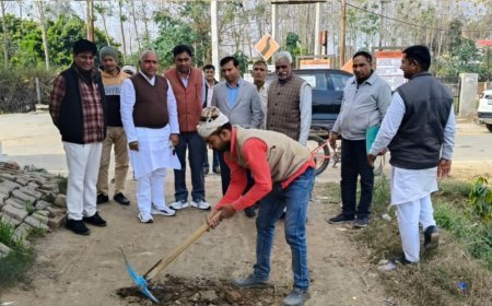 Shamli News: नगर पंचायत अध्यक्ष व EO ने मंदिर में होने वाले निर्माण कार्यों का निरीक्षण किया