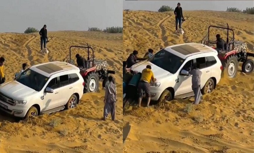 Viral News: रेगिस्तान में गाड़ी ले जाना शख्स को पड़ा महंगा, उठानी पड़ी बड़ी परेशानी।