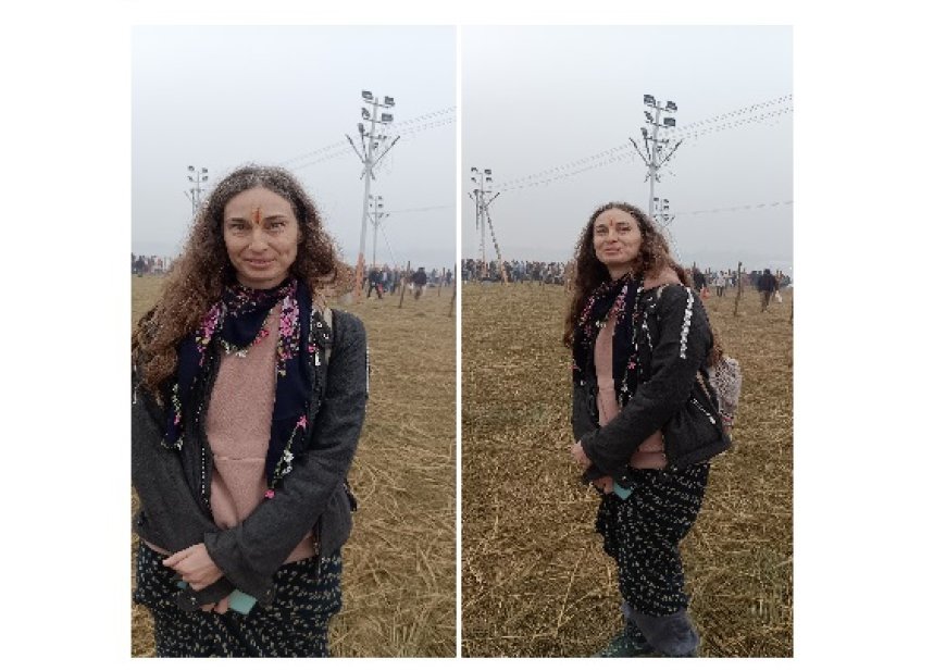 महाकुम्भ की महिमा सुनकर तुर्की से आई पिनार, गंगा स्नान-तिलक लगा संगम की रेत पर निकली 