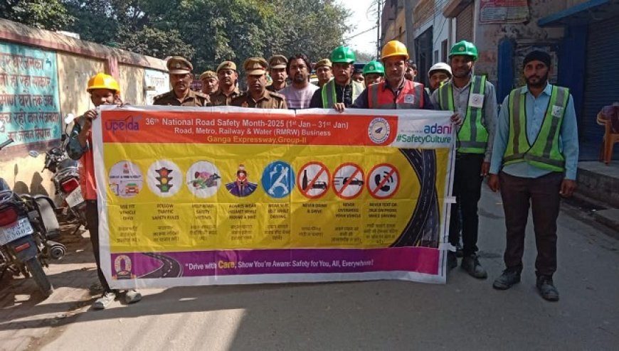 Shahjahanpur News: जलालाबाद में सड़क सुरक्षा Road Safety के लिए एच, जी, इंफ्रा गांग एक्सप्रेस द्वारा निकाली जागरूकता रैली। 