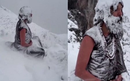 Viral News: बर्फ से ढके पहाड़ों में महात्मा ने की तपस्या, शरीर पर जम गई बर्फ, लेकिन ध्यान में डूबा तन-मन।