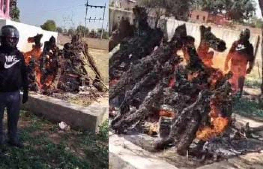 Rajasthan News: शमशान घाट पर जलती चिता को छोड़कर भागे लोग, हेलमेट पहनकर किया गया अंतिम संस्कार। 