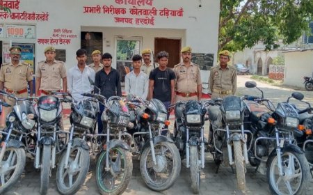 Hardoi News: 10 चोरी की मोटरसाइकिल, तमंचा और कारतूस सहित चार अभियुक्त गिरफ्तार, हरदोई में टड़ियावां पुलिस की बड़ी कार्रवाई