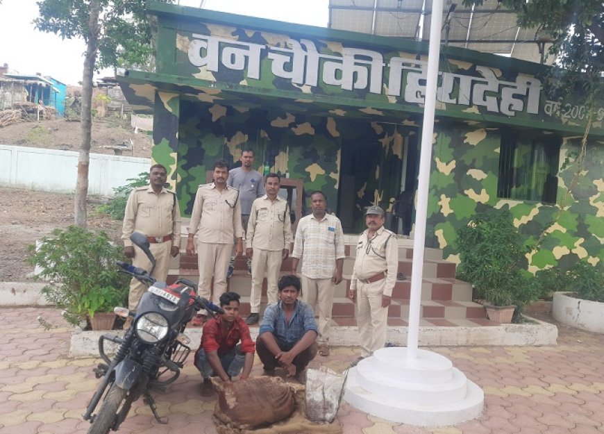 MP News: वन विभाग की मुस्तैदी से धराए दो शिकारी, 32 किलो मांस और बाइक जब्त। 