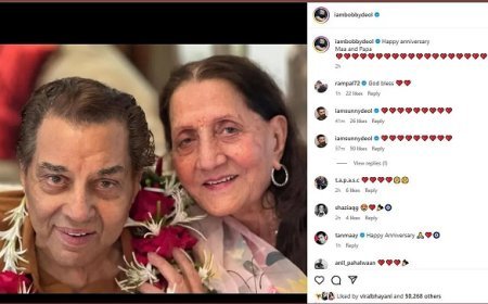 Bollywood News: धर्मेंद्र और प्रकाश कौर की 71वीं शादी की सालगिरह, बॉबी देओल ने शेयर की अनदेखी तस्वीर, लिखा भावुक नोट। 