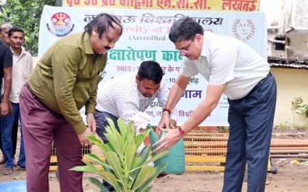 Lucknow : Ek Ped Maa Ke Naam : अभियान के अंतर्गत लखनऊ विश्वविद्यालय में पौधरोपण 