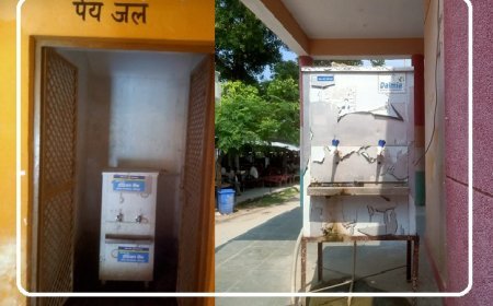 भीषण गर्मी में तहसील परिसर के बंद पड़े वाटर कूलर, लोगो को हो रही पेयजल समस्या।  
