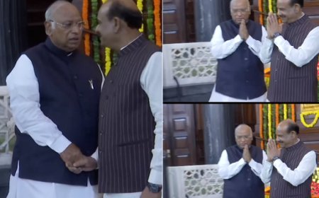 खरगे और ओम बिरला ने संसद में तिलक-अजाद को दी श्रद्धांजलि, एकजुटता का प्रतीक। 