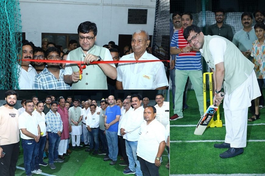 फ्यूजन इंडोर स्पोर्ट्स क्लब का भव्य उद्घाटन: नितिन अग्रवाल ने दीप प्रज्वलन व रिबन काटकर की शुरुआत। 