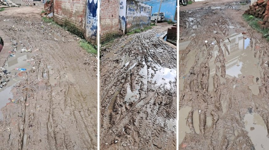 ककराली गांव में टूटी सड़क और कीचड़ ने बढ़ाई मुश्किलें: स्कूली बच्चों और शिक्षकों की राह में बाधा, जिम्मेदारों पर लापरवाही का आरोप। 