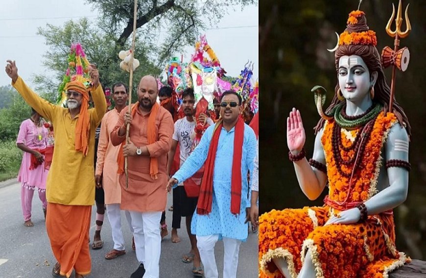 शिव सत्संग मण्डल की भव्य कांवर यात्रा प्रमुख मार्गों से निकाली गई।